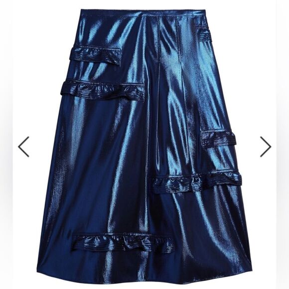 Burberry midi length silk blend skirt size 6 dark blue NWT - Picture 5 of 16